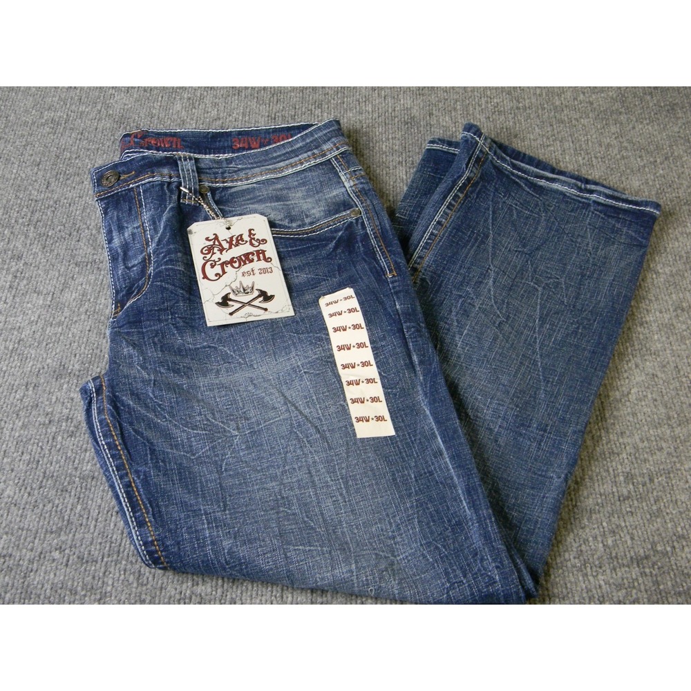 Axe & Crown Men's Jeans 34x30 Bootcut Blue Stone Wash Stretch Denim NWT